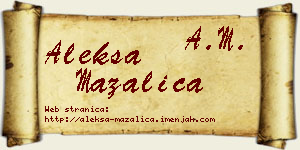 Aleksa Mazalica vizit kartica